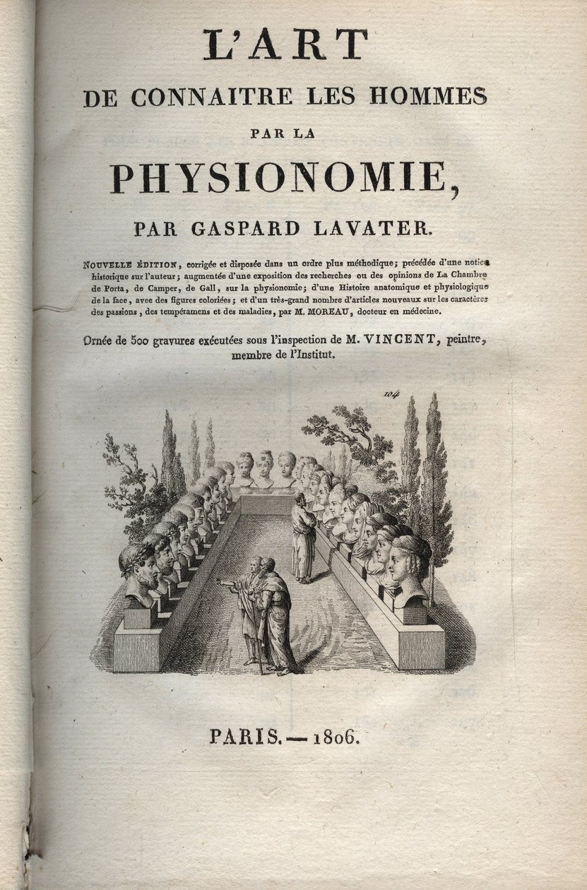 Fizjonomia - Fizjonomia - Frontyspis ""Sztuka poznawania ludzi poprzez fizjonomię"" Johanna Gaspara Lavatera (1741-1801) - 1806 autorstwa Jean Gaspard Lavater
