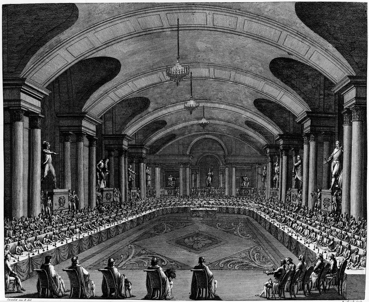Rewolucja Francuska: „Sesja inauguracyjna Instytutu w 1795 r.””. 25 października autorstwa Jean Girardet