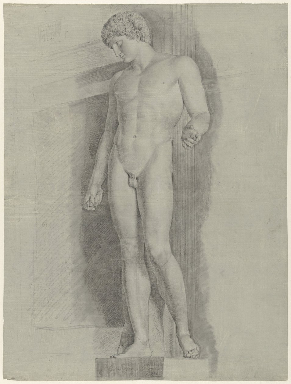 Studium posągu zwanego Albani Antinous autorstwa Jean Grandjean