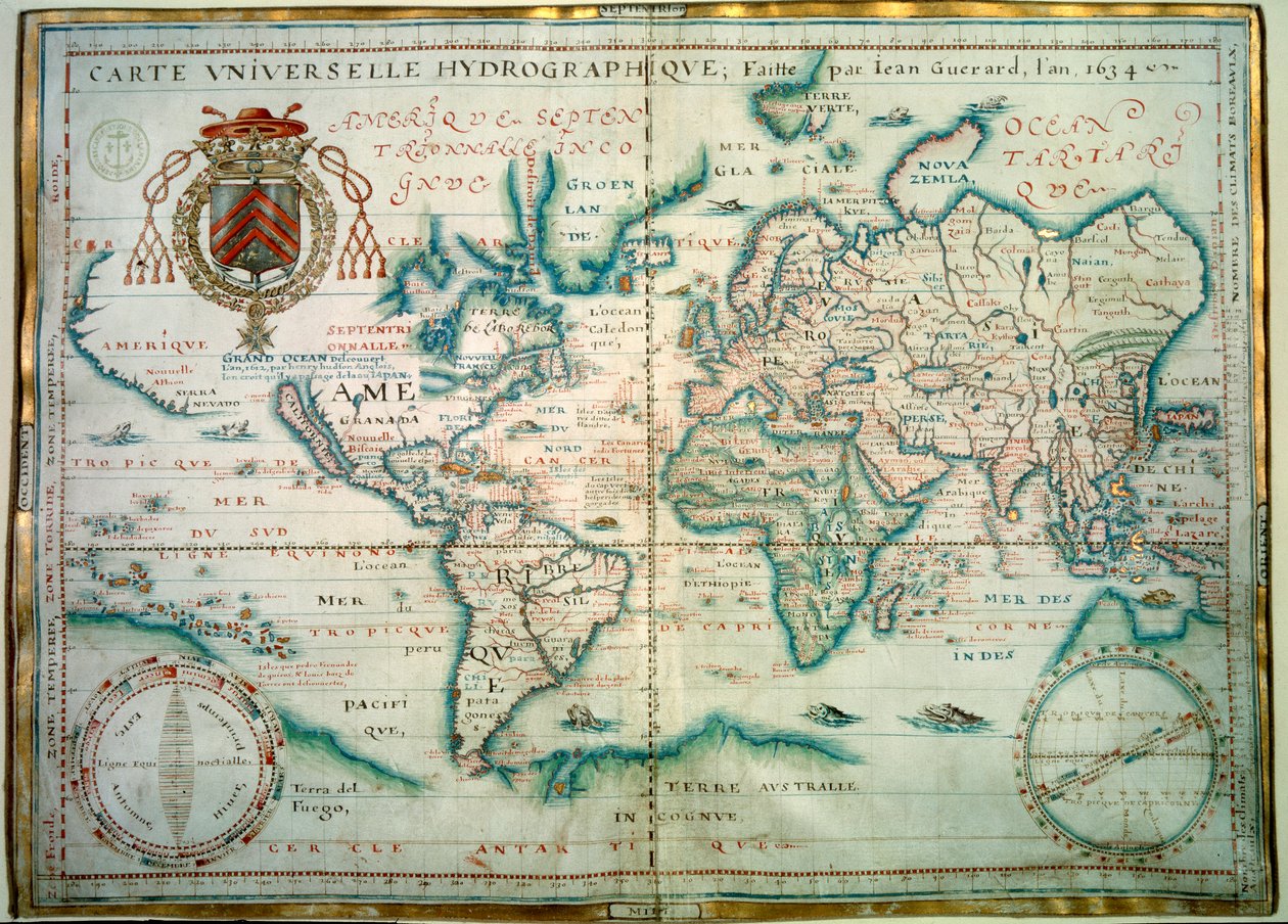 Uniwersalna mapa hydrograficzna. Rękopis Jeana Guerarda, francuskiego geografa. 1734. Paryż, B.N. autorstwa Jean Guerard