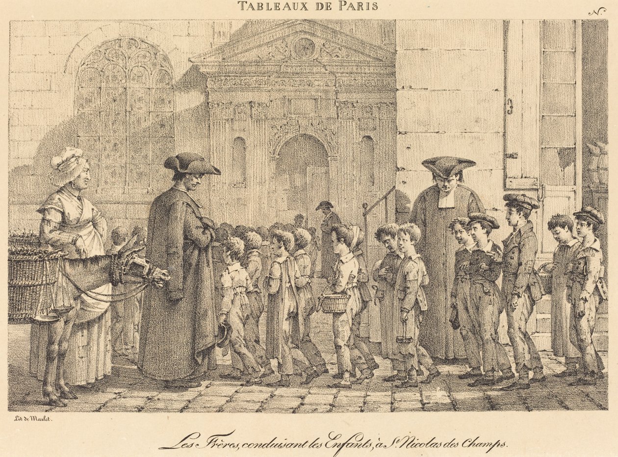 Bracia prowadzą dzieci do St. Nicolas des Champs autorstwa Jean Henri Marlet