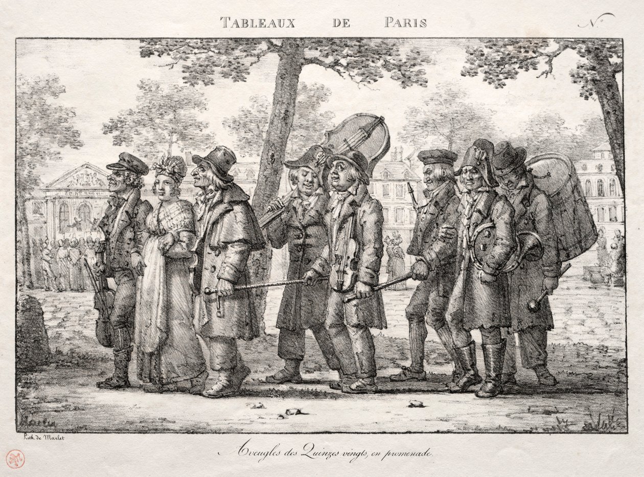 Sceny Paryża: Niewidomi z Quinze Vingts, Chodzenie. autorstwa Jean Henri Marlet