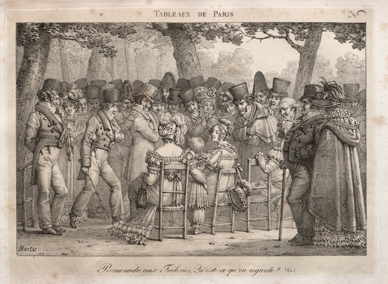 Sceny Paryża: Promenada w Tuileries. Na co oni patrzą? autorstwa Jean Henri Marlet