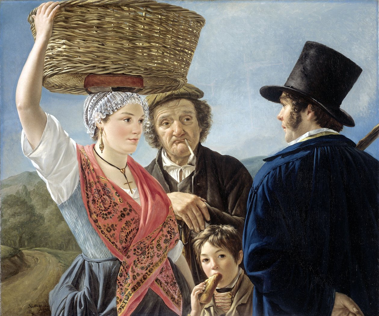 Plotka targowa, 1827 autorstwa Jean Henri de Coene