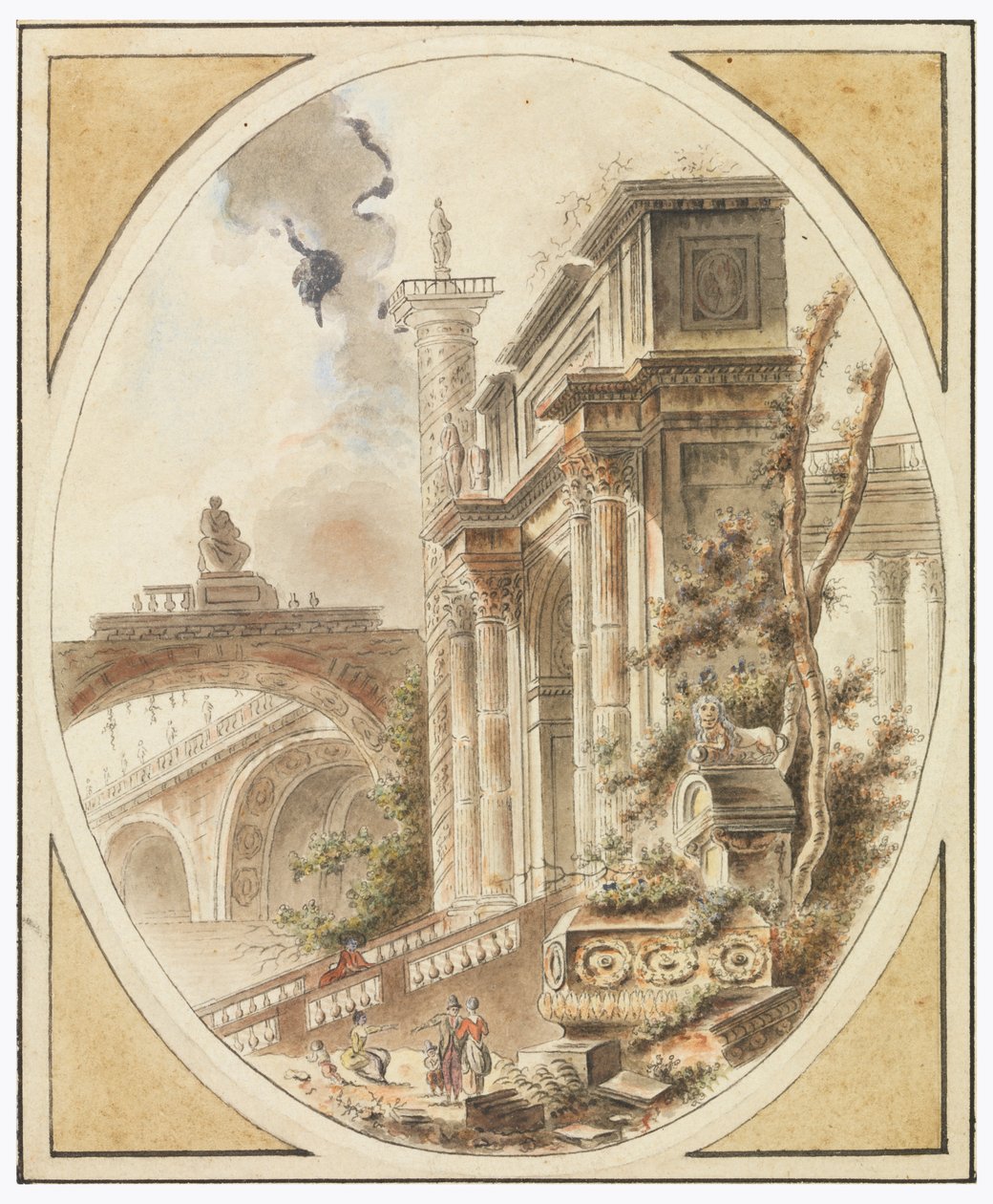 Fantazja architektonicznej ruiny autorstwa Jean Henry Alexandre Pernet