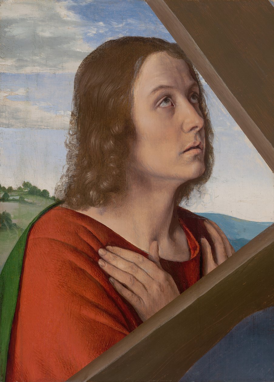 Fragment Chrystusa niosącego krzyż: Św. Jan Ewangelista, 150005. autorstwa Jean Hey