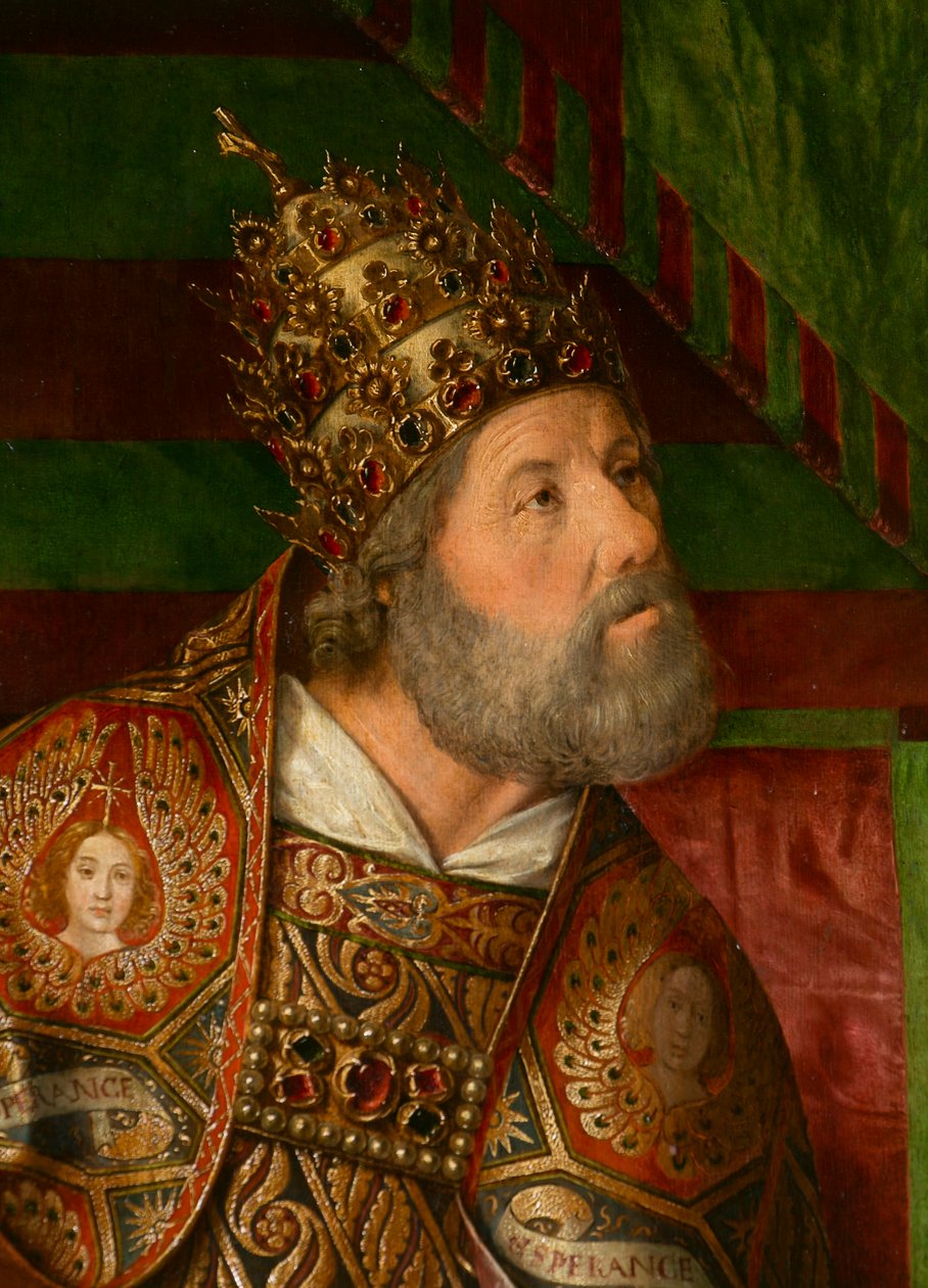 Święty Piotr, szczegół. Tryptyk mistrza z Moulins autorstwa Jean Hey