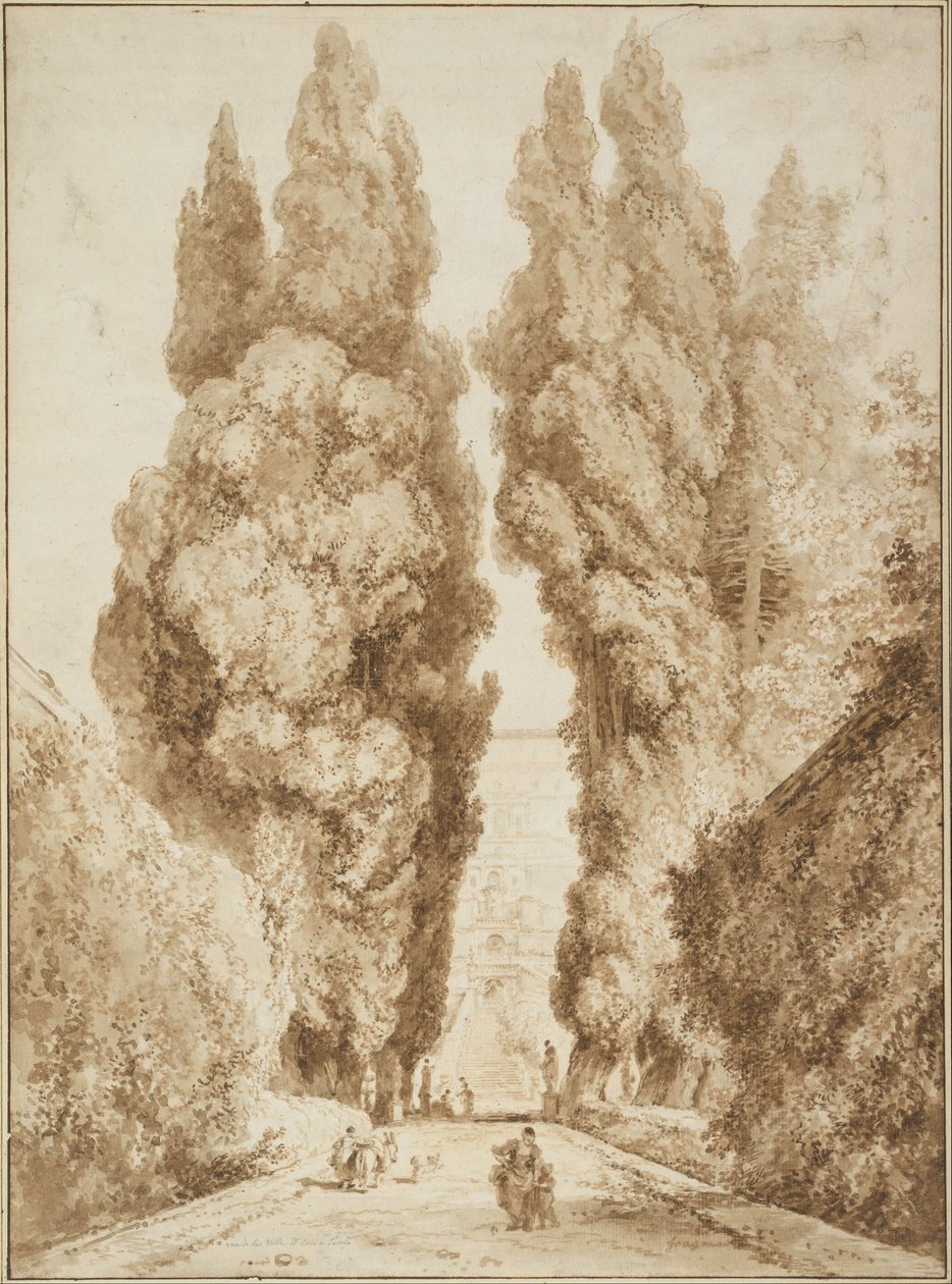 Cypress Avenue w Villa d`Este w Tivoli autorstwa Jean Honore Fragonard