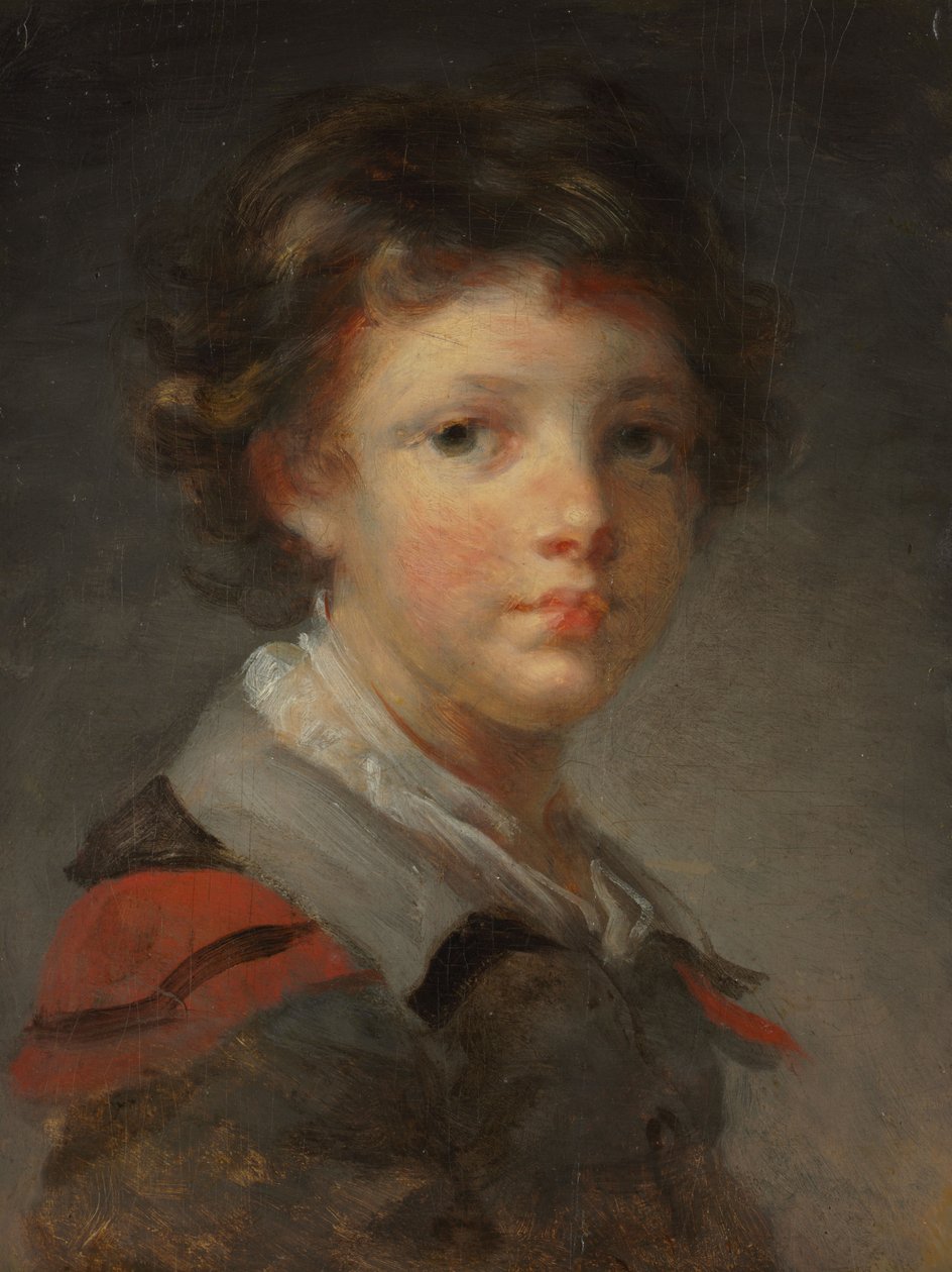 Chłopiec w płaszczu z czerwoną podszewką, lata 80. XVIII wieku autorstwa Jean Honore Fragonard