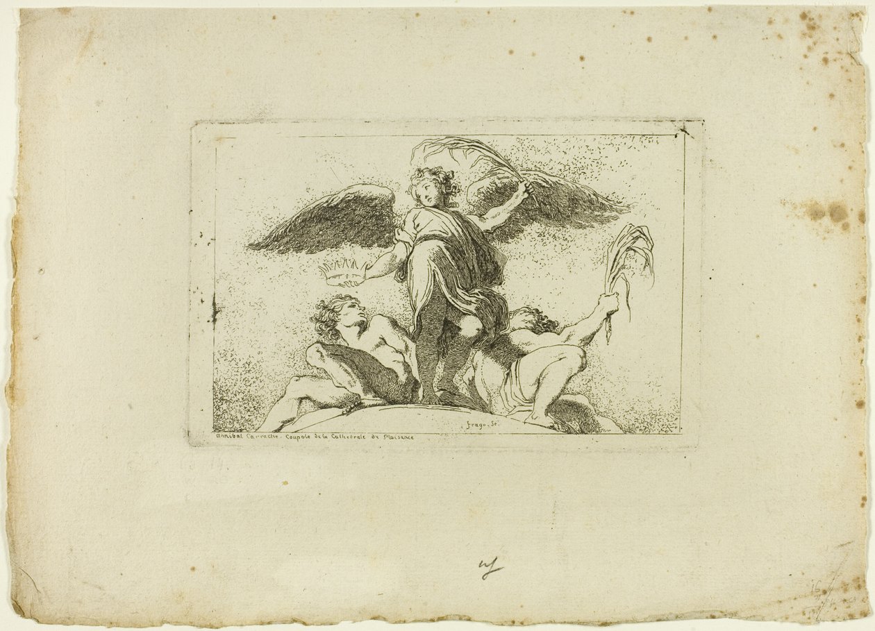 Anioł trzymający dłoń i koronę autorstwa Jean Honore Fragonard
