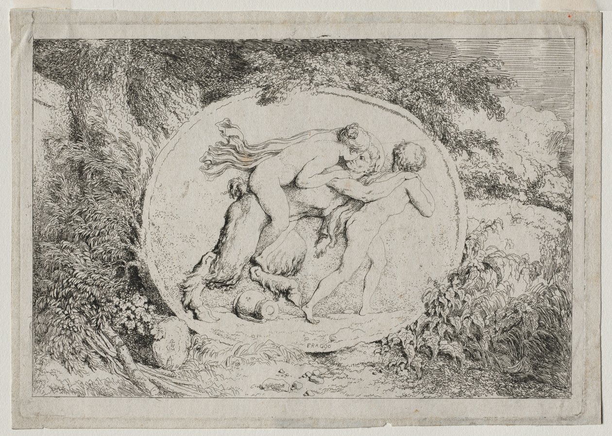 Bachanalia: Nimfa Astride a Satyr, 1763. autorstwa Jean Honore Fragonard
