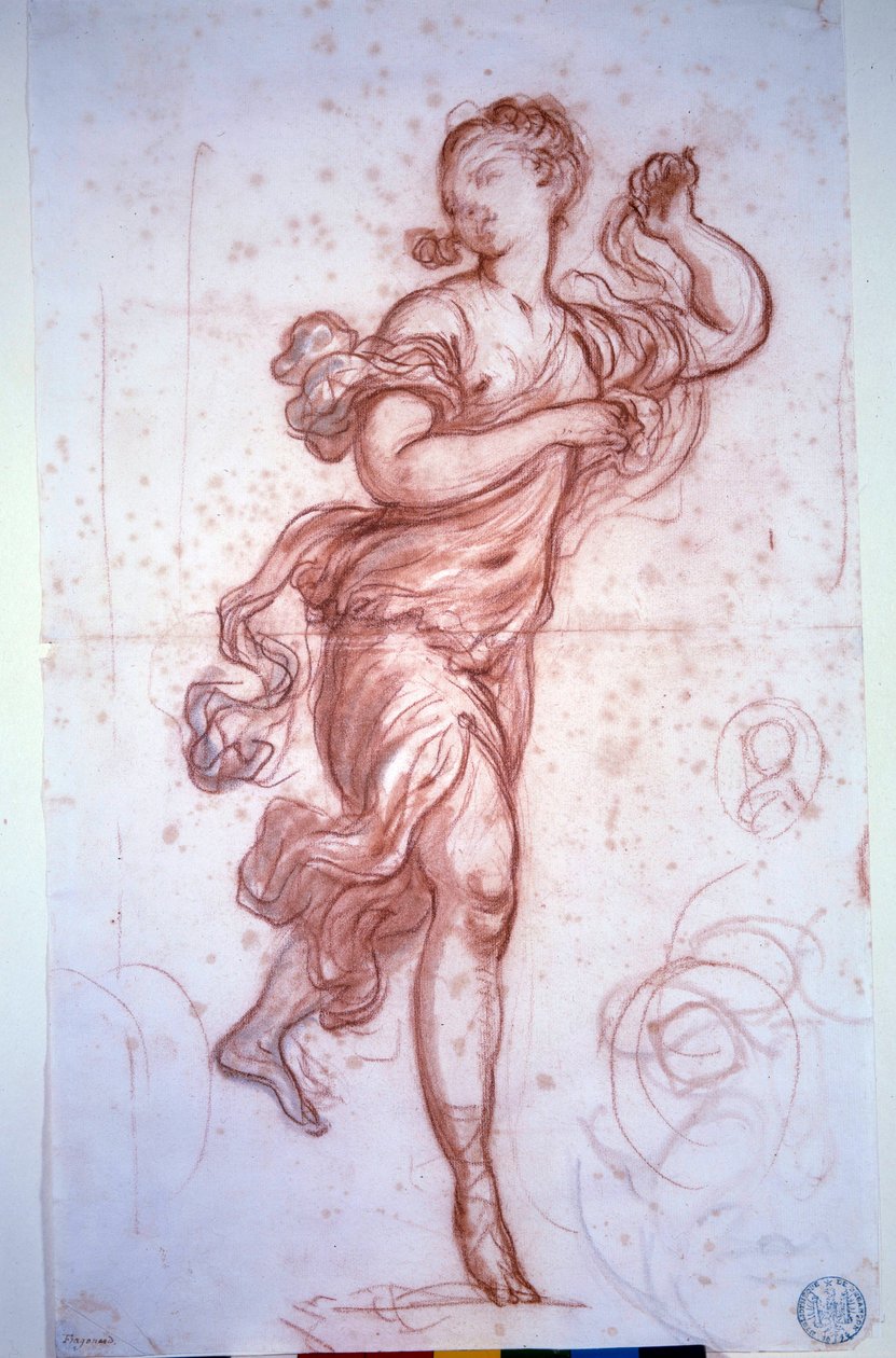 Tancerka ubrana w antyczne Rysunki a la sanguine autorstwa Jean Honore Fragonard autorstwa Jean Honore Fragonard