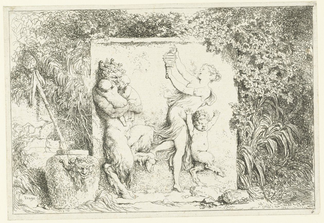 Taniec satyrów Bachanalia (tytuł serii) Nimfy i satyry (tytuł serii) autorstwa Jean Honore Fragonard