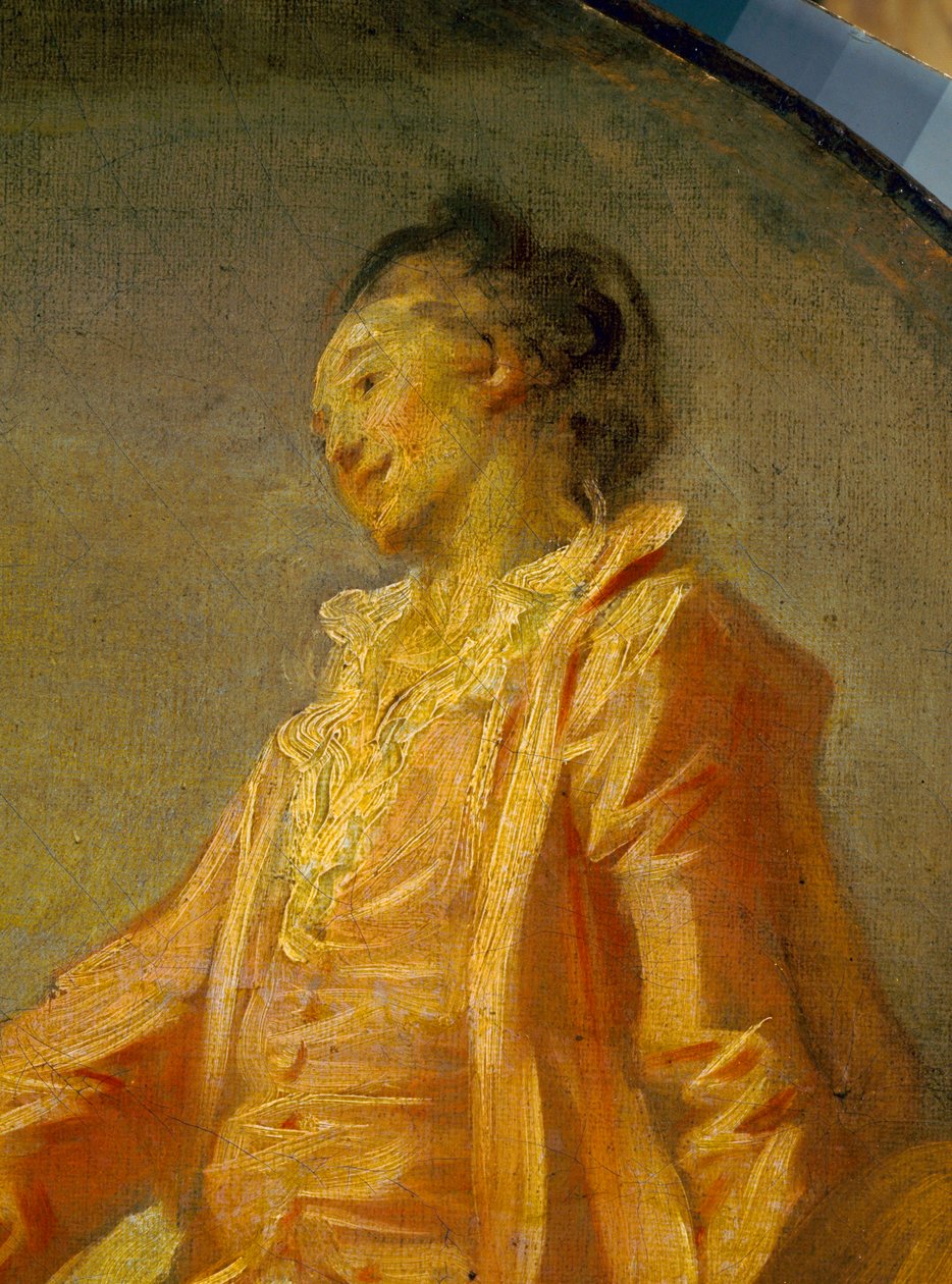 Szczegół „”Początek modelki”” Młoda nieśmiała modelka odważyła się być. Obraz Jeana Honore Fragonarda (1732-1806). Paryż. Muzeum Jacquemarta Andre autorstwa Jean Honore Fragonard