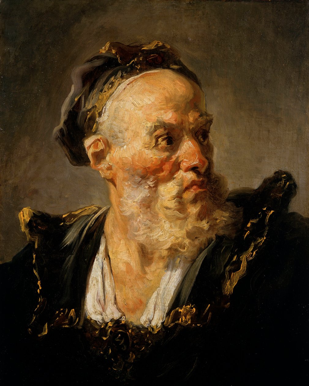 Głowa starego człowieka Malarstwo Jean Honore Fragonard (1732-1806) XVIII-wieczny Paryż, Musee Jacquemart Andre autorstwa Jean Honore Fragonard