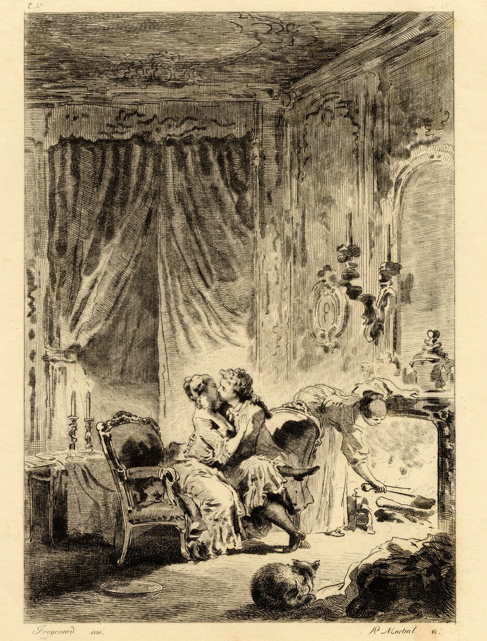 Jean de la Fontaine (1621-1695). "" Opowieści. Modlitwa św. Juliena”, ilustracja Fragonard (1732 - 1806). Rysunek. autorstwa Jean Honore Fragonard