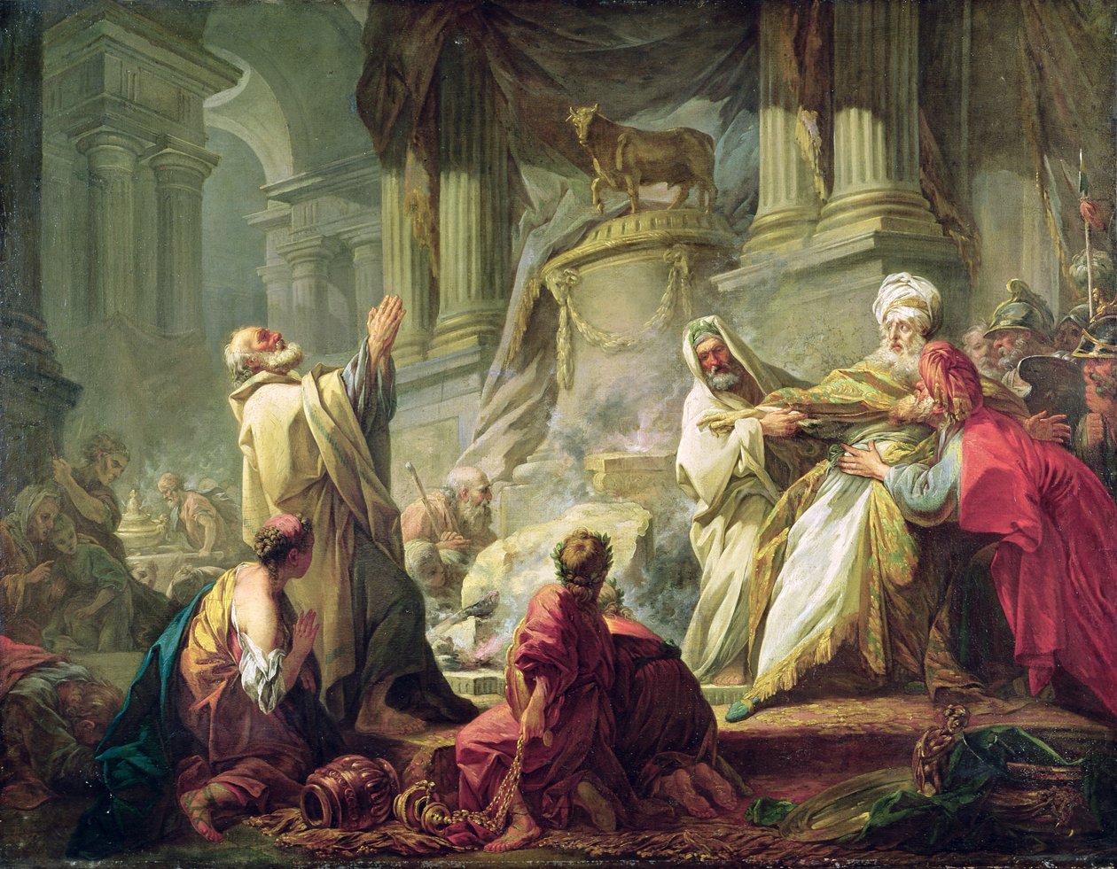 Jeroboam poświęcenie złotemu cielęciu, 1752 autorstwa Jean Honore Fragonard
