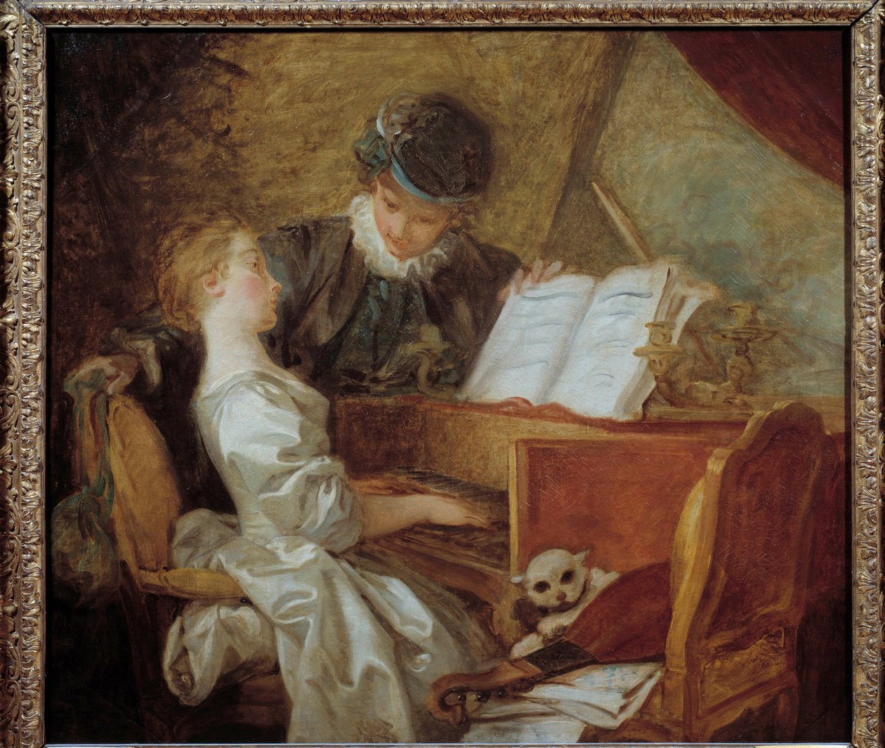 Lekcja muzyki Malarstwo Jean-Honore Fragonard (1732-1806). Słońce. 1,09x1,21m. autorstwa Jean Honore Fragonard