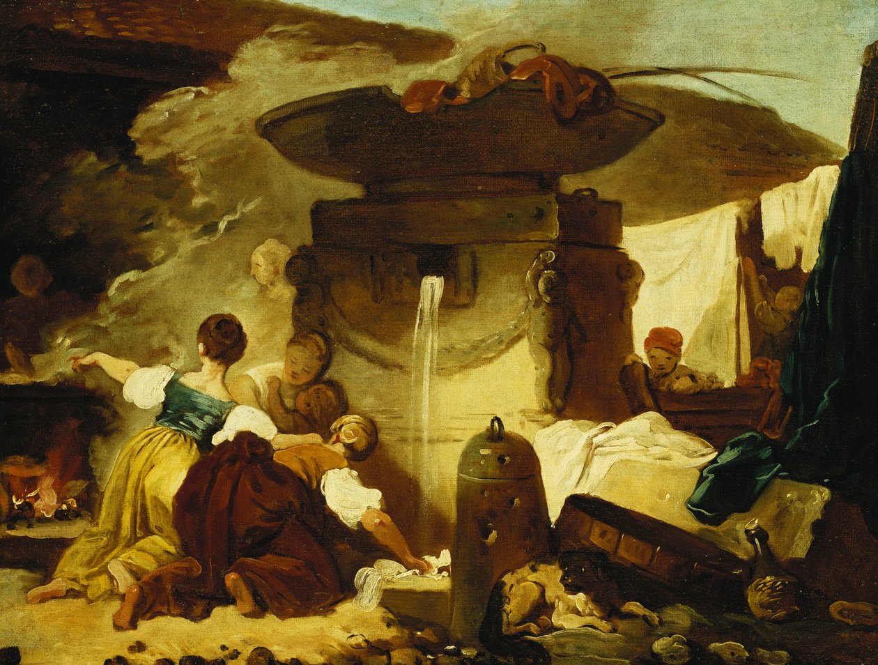 Praczki przy Fontannie, autorstwa Jean Honore Fragonard