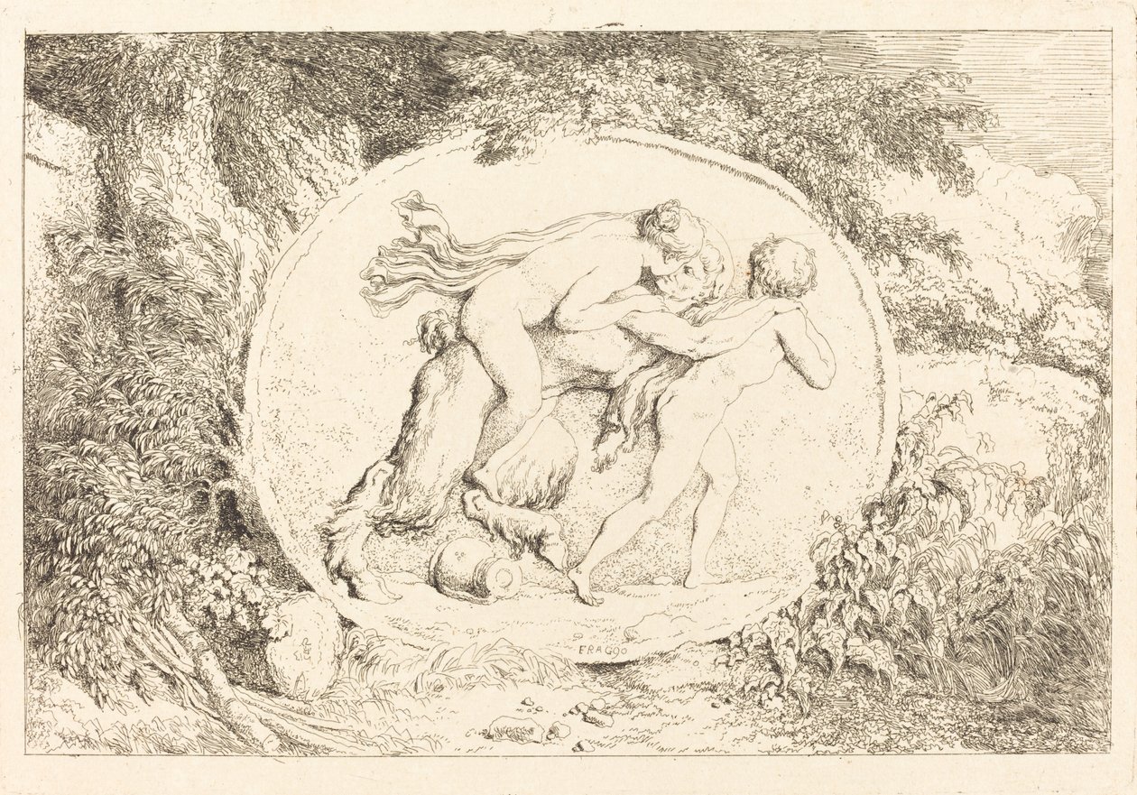 Nimfa na satyrze (młoda dziewczyna na satyrze) autorstwa Jean Honore Fragonard