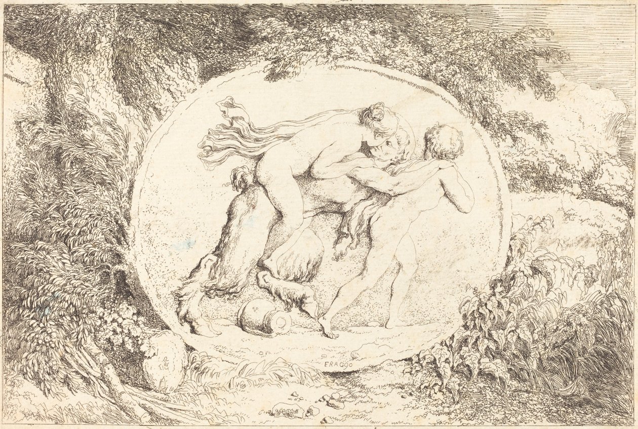Nimfa na satyrze (młoda dziewczyna na satyrze) autorstwa Jean Honore Fragonard
