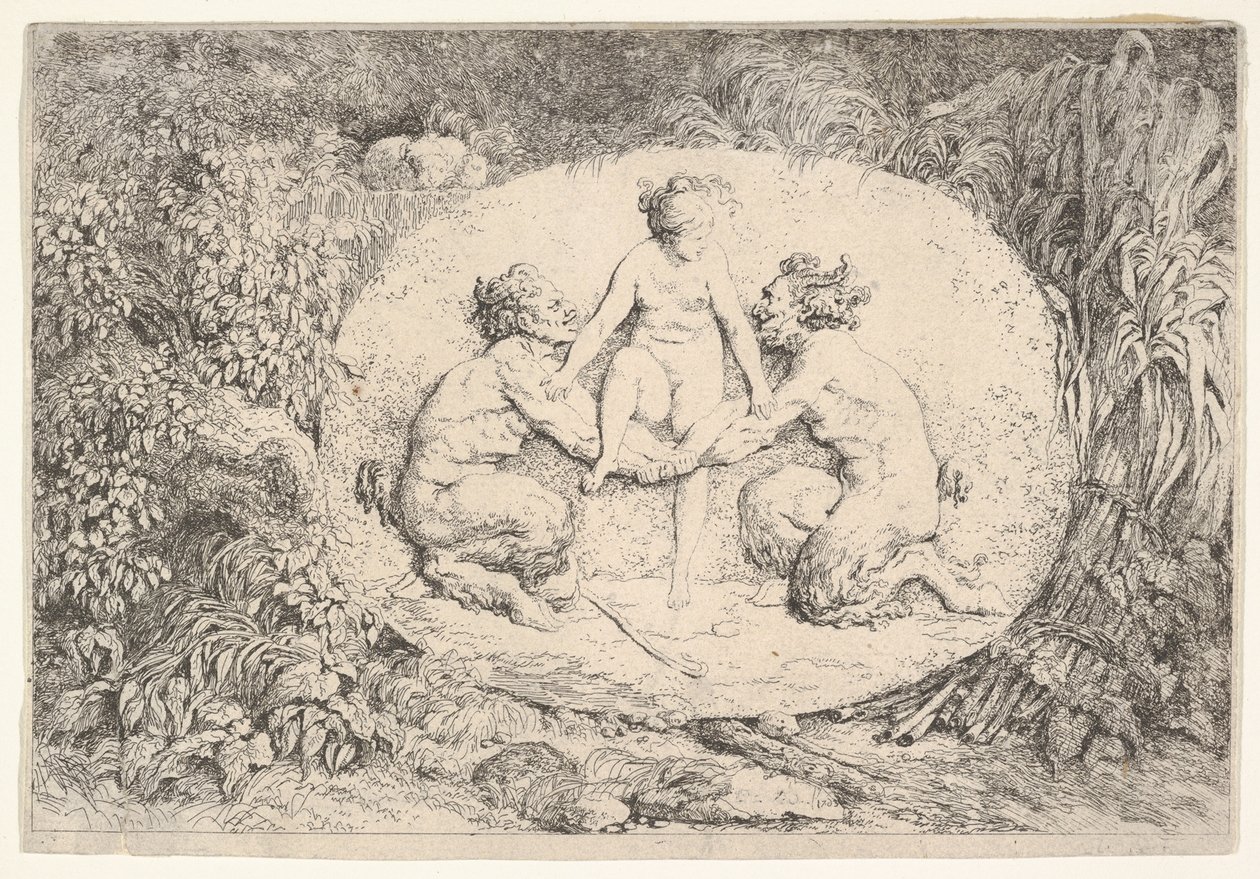 Nimfa wspierana przez dwóch satyrów, 1763. autorstwa Jean Honore Fragonard