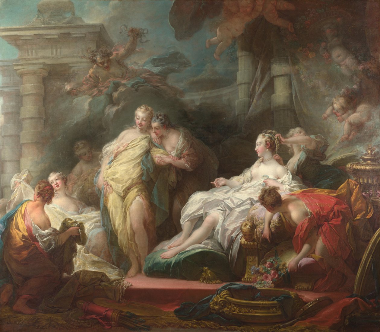 Psyche pokazująca siostrom swoje prezenty od Kupidyna, 1753 autorstwa Jean Honore Fragonard