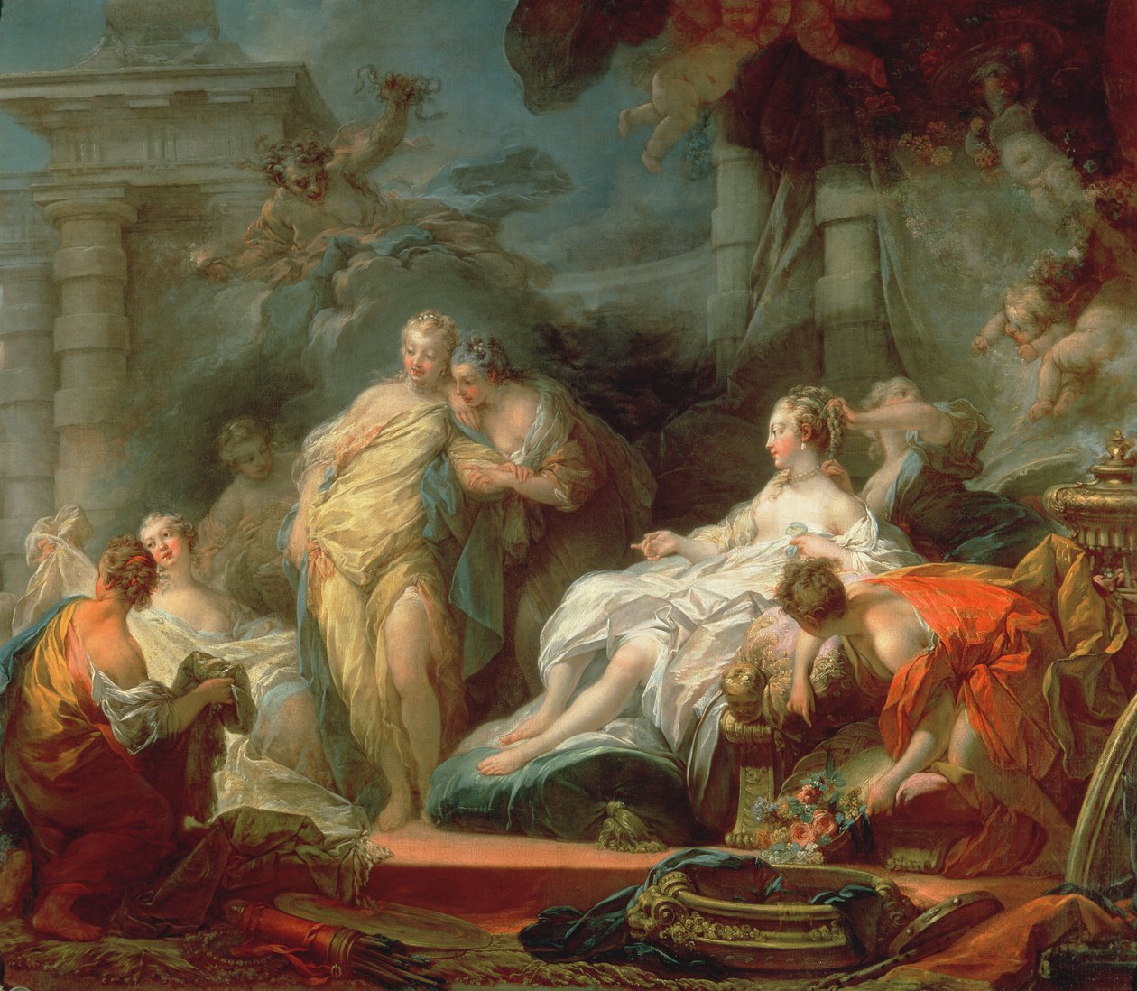 Psyche pokazująca siostrom swoje prezenty od Kupidyna, 1753 autorstwa Jean Honore Fragonard