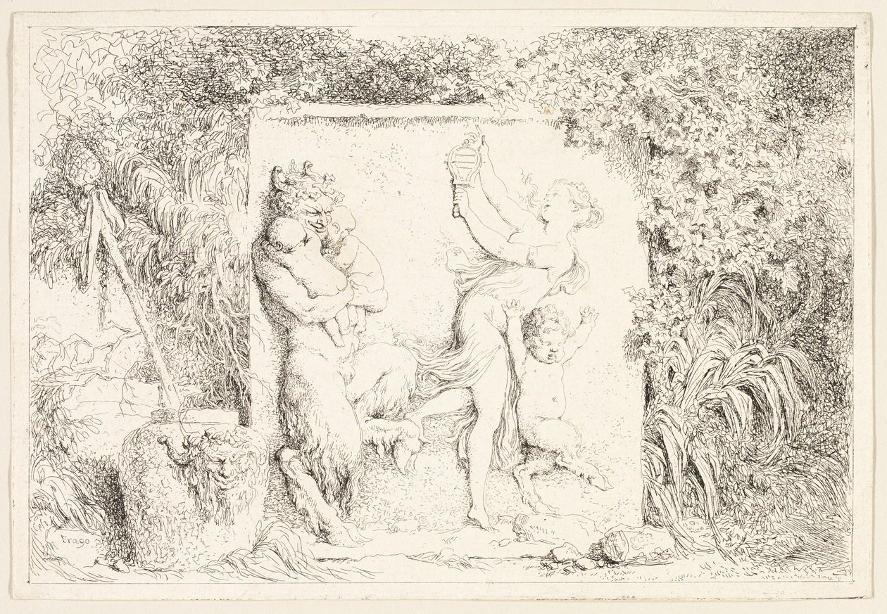 Tańczące satyry z Bachanaliów, czyli zabaw satyrów autorstwa Jean Honore Fragonard