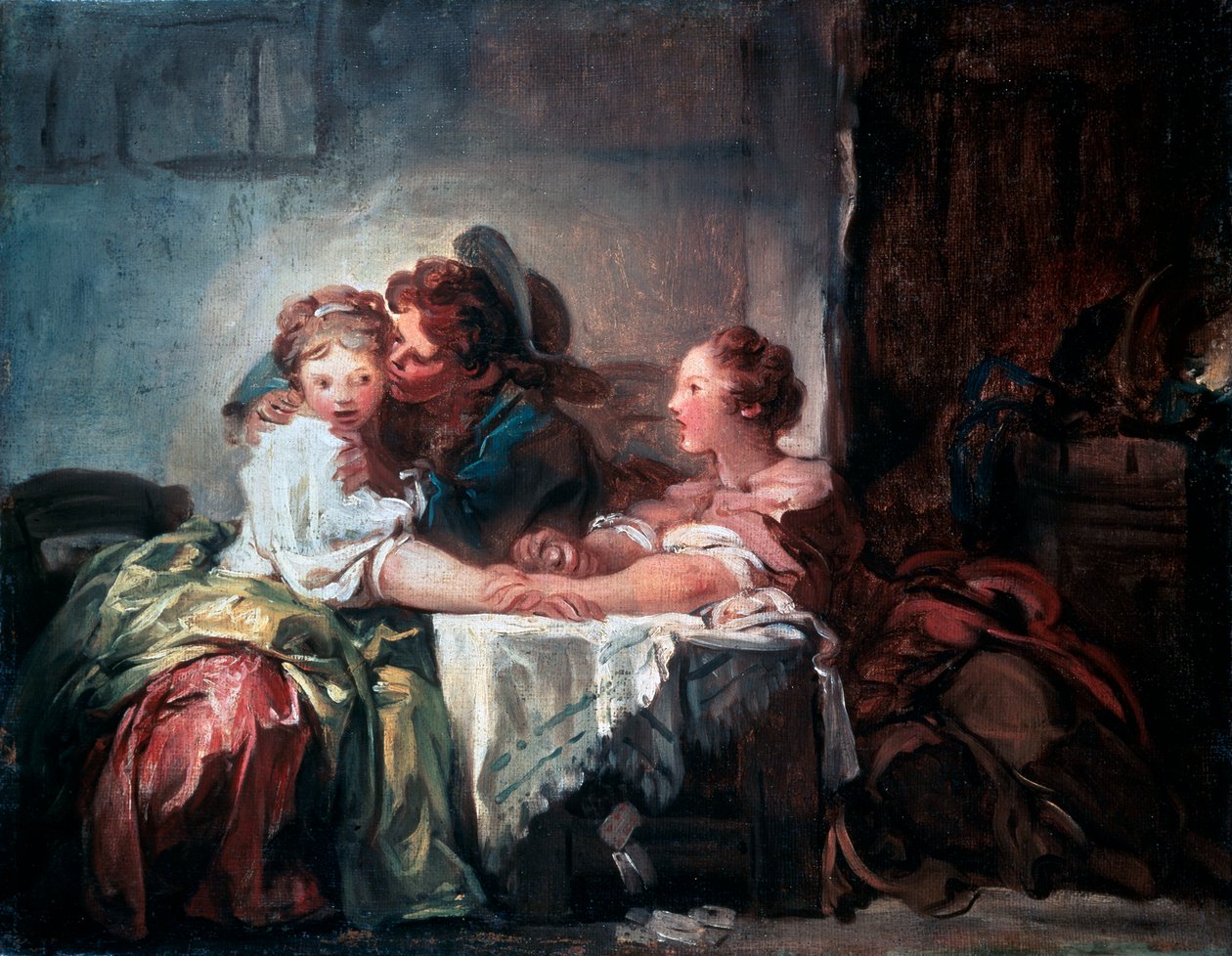 Schwytany pocałunek, koniec XVIII wieku autorstwa Jean Honore Fragonard