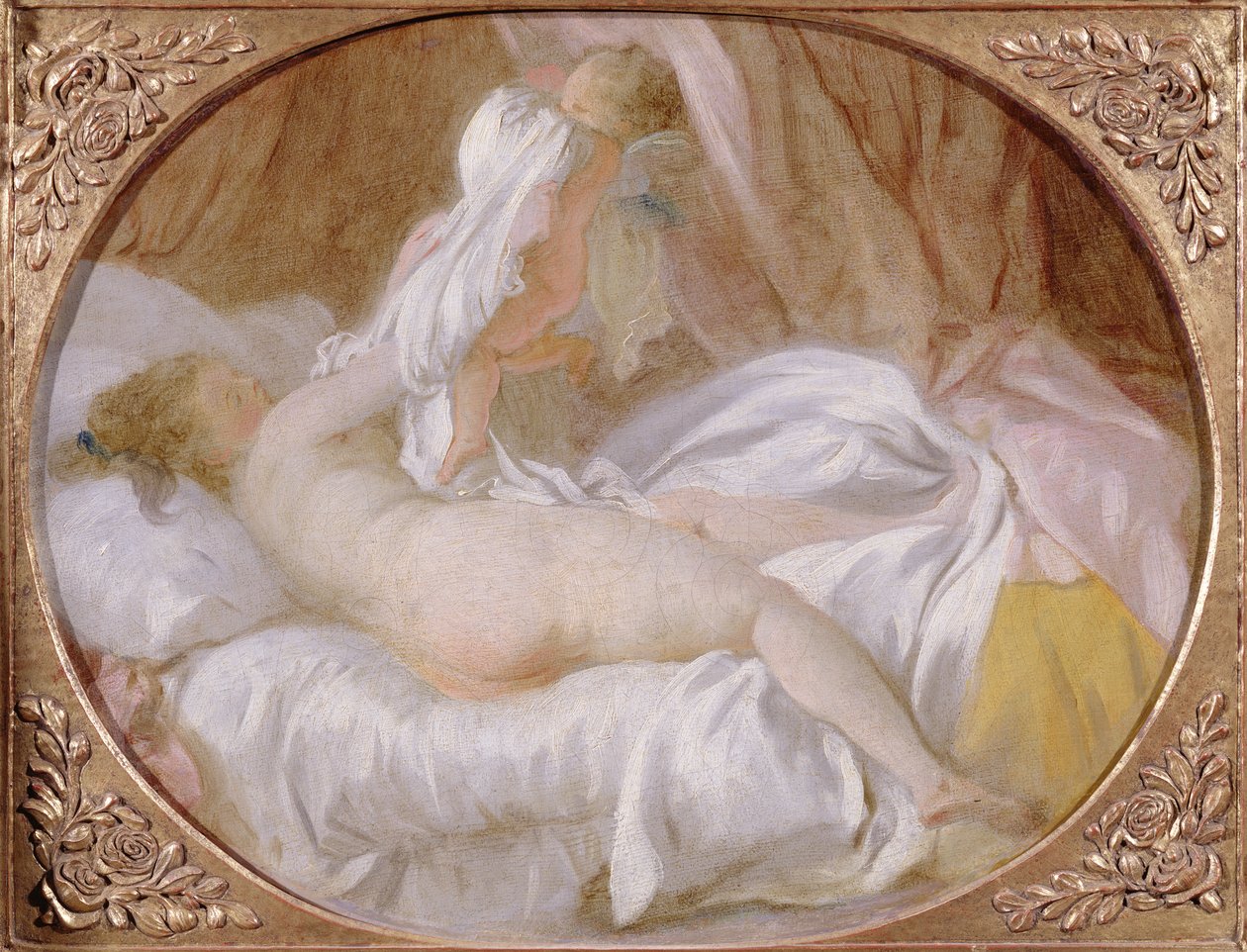 Zdjęta koszulka lub rozbierająca się dama, przed 1778 r. autorstwa Jean Honore Fragonard