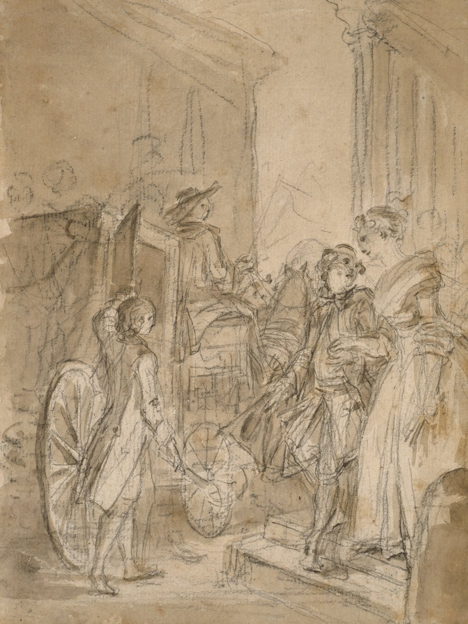Wyjazd autokarem, ok. 1780-89 autorstwa Jean Honore Fragonard
