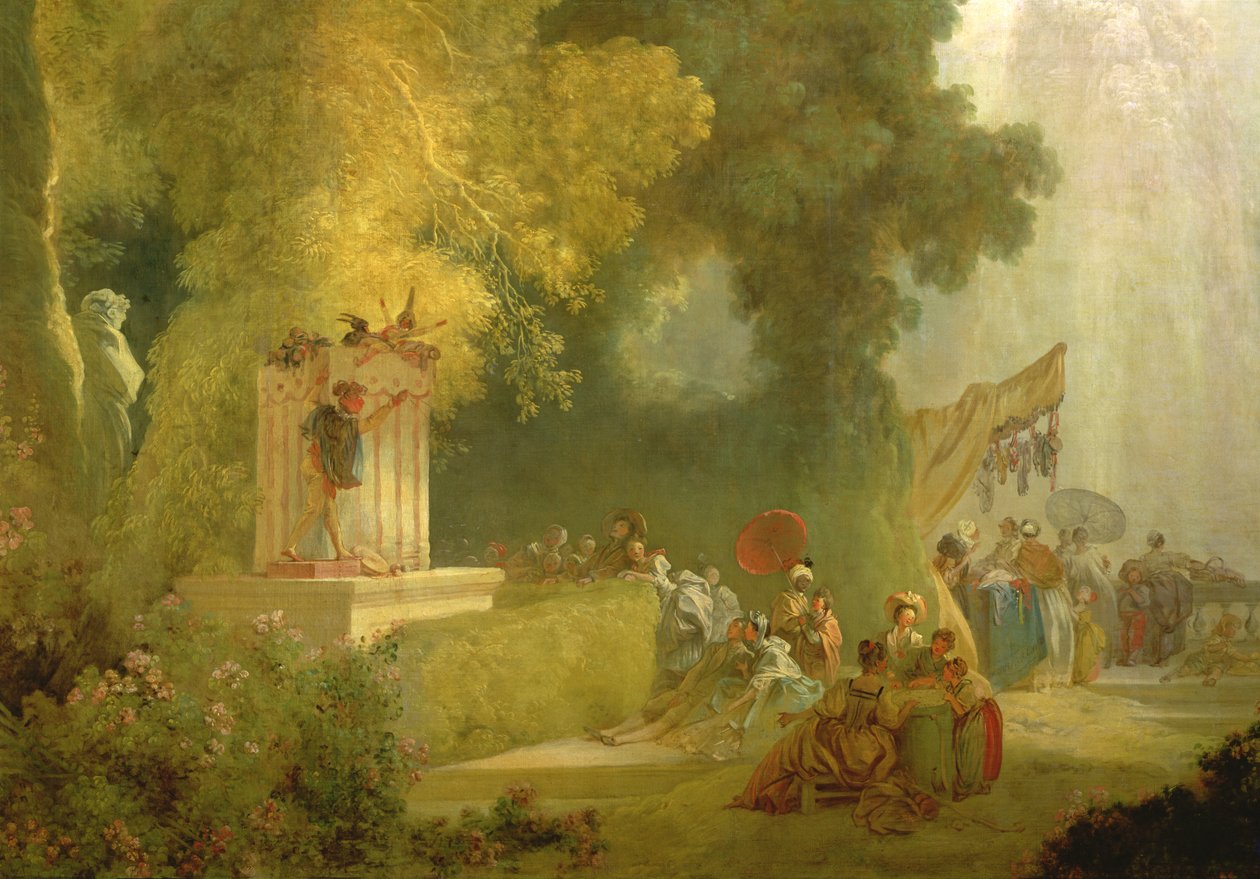 Fete w Saint-Cloud, fragment przedstawienia Puppet Show olej na płótnie, fragment 89790 autorstwa Jean Honore Fragonard