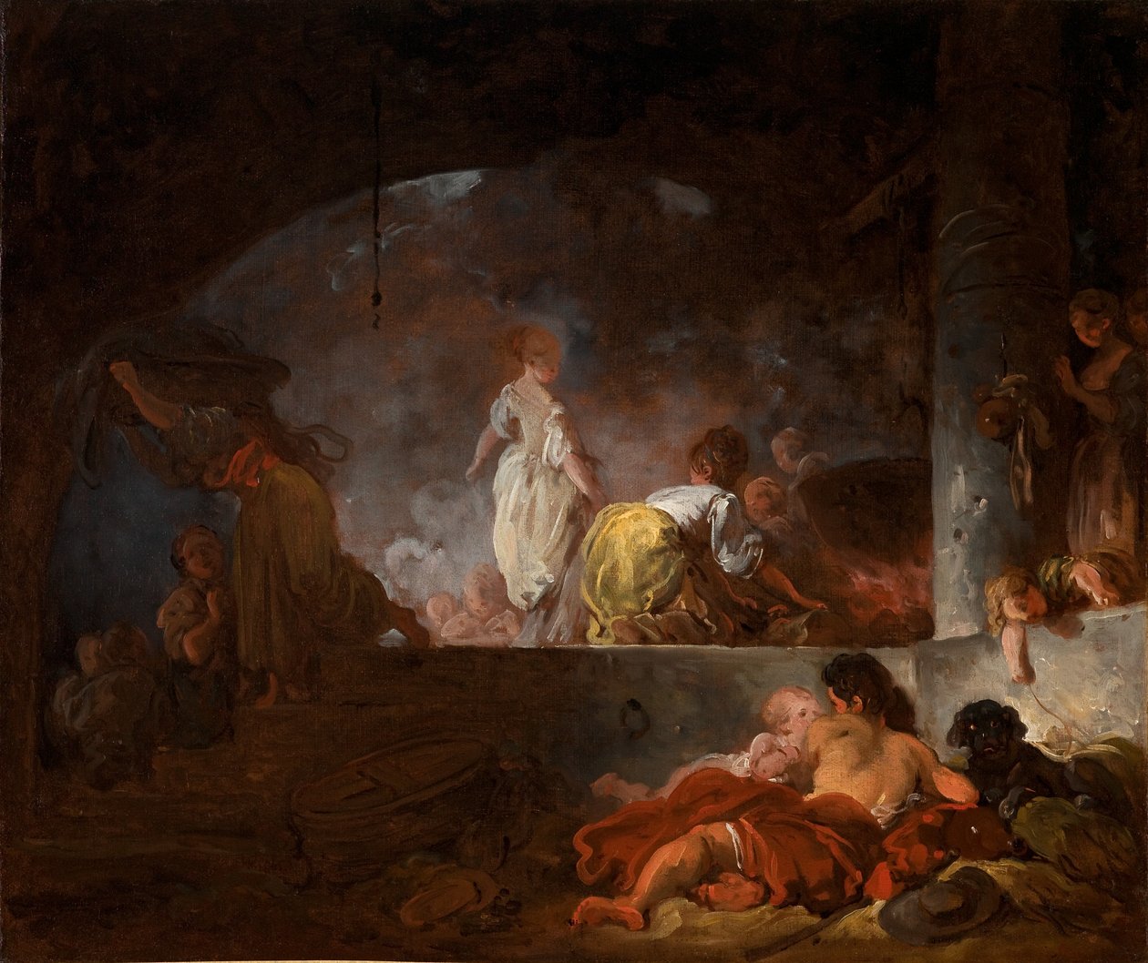 Praczki, ok. 1756-61 (olej na płótnie) autorstwa Jean Honore Fragonard