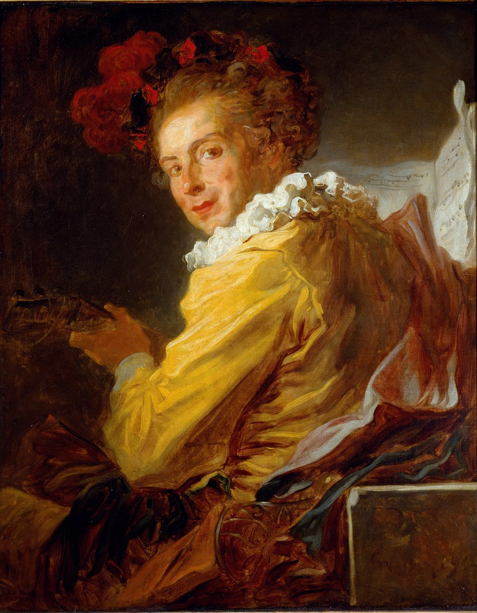 Muzyka - Portret Monsieur de la Breteche, brata opactwa Saint-Non autorstwa Jean Honore Fragonard