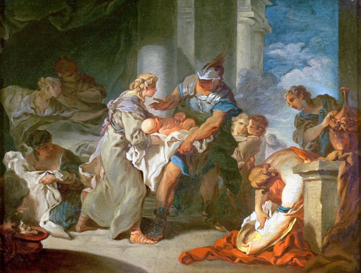 Ocalenie niemowlęcia Pyrrus autorstwa Jean Honore Fragonard