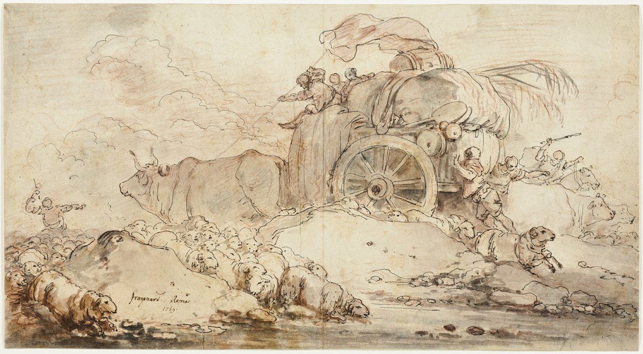 Zatrzymany wózek autorstwa Jean Honore Fragonard