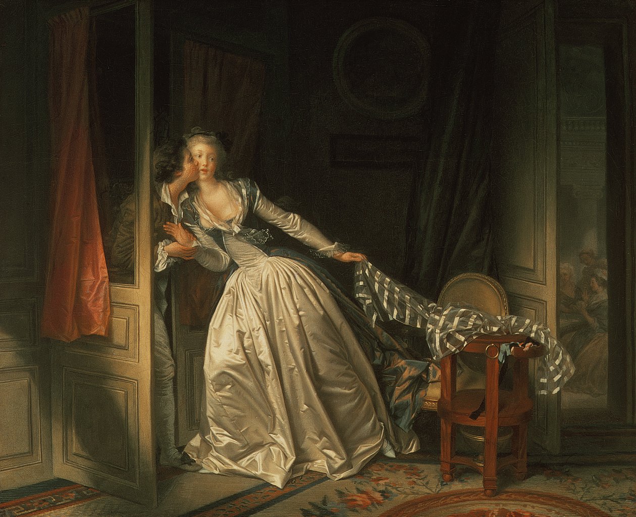 Skradziony pocałunek, ok. 1788 autorstwa Jean Honore Fragonard