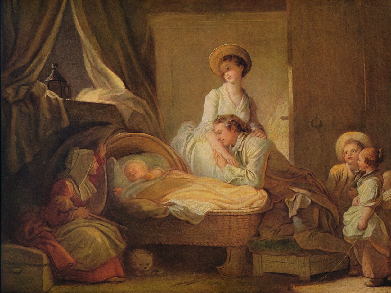 Wizyta w żłobku, ok. 1775 autorstwa Jean Honore Fragonard