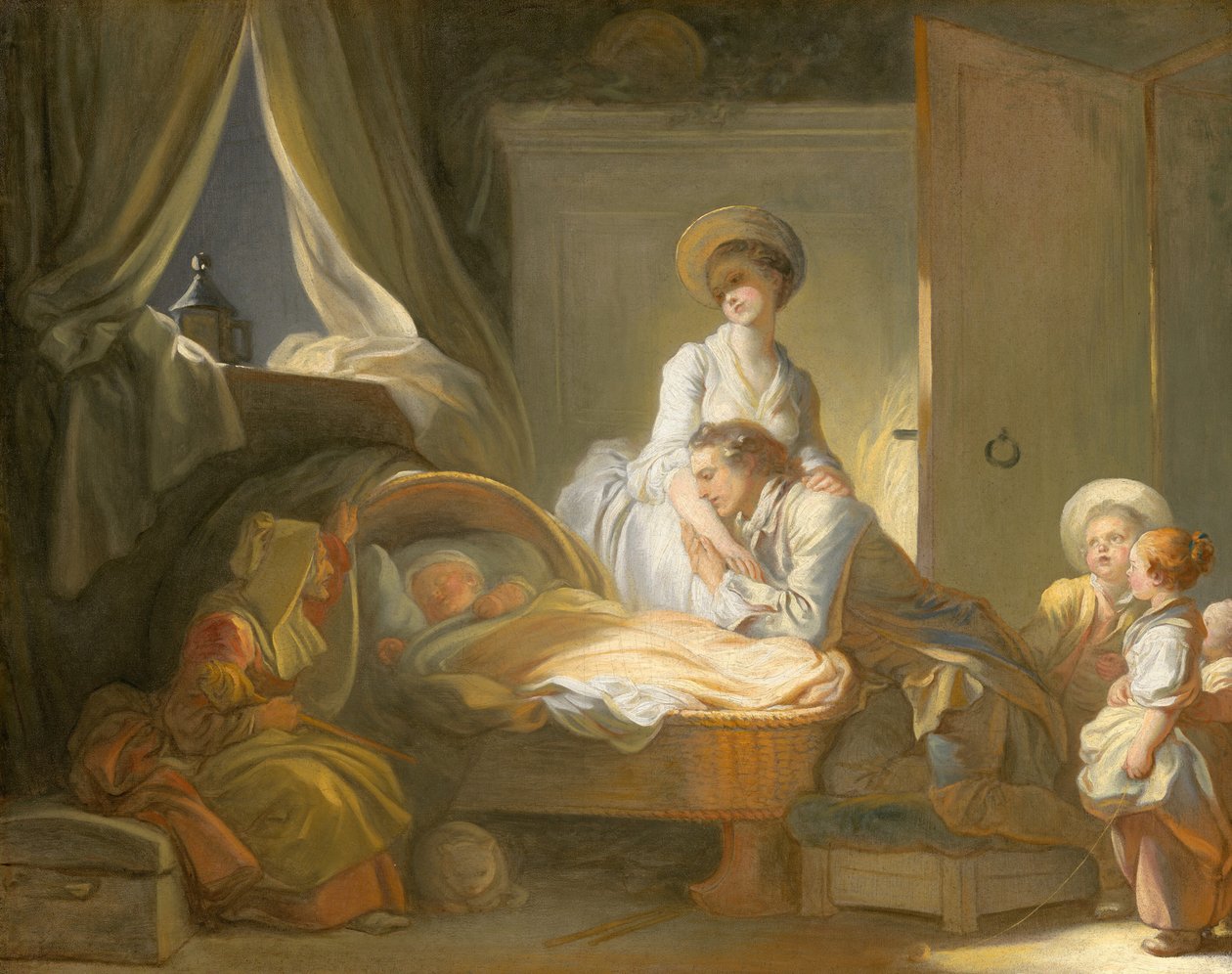 Wizyta w żłobku, ok. godz. 1775. autorstwa Jean Honore Fragonard