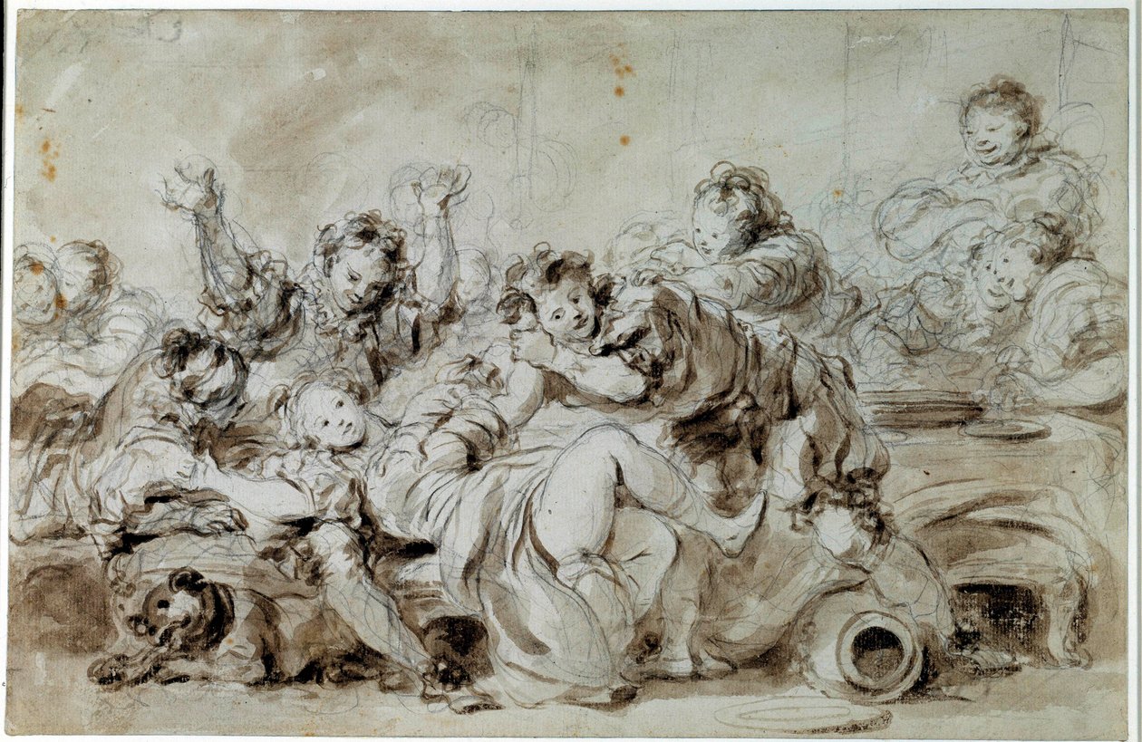 Agresor ukarany Po „”gazkon ukarany””, opowieść Jeana de la Fontaine. Rysunek Jean Honore Fragonard (1732-1806) XVIII wiek Kolekcja prywatna autorstwa Jean Honore Fragonard