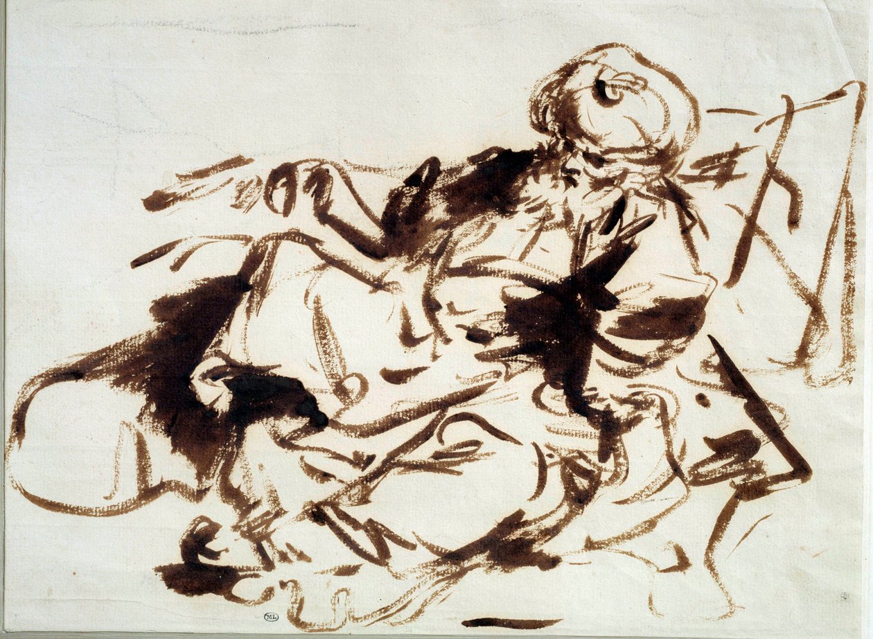 Pasza Obraz w pralce Jeana Honore Fragonarda (1732-1806). 18 wiek. Słońce 0,24x0,33 m autorstwa Jean Honore Fragonard