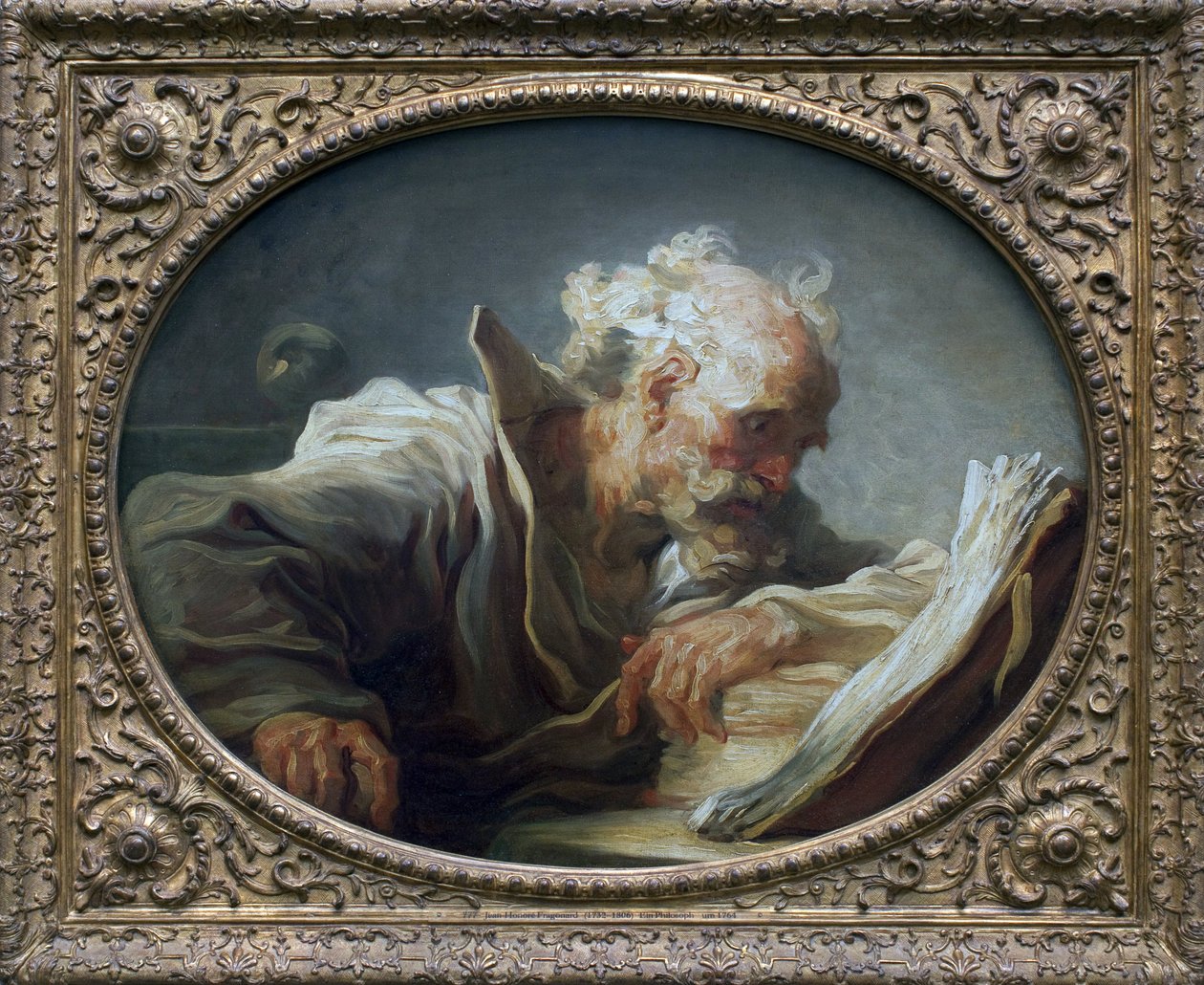 Filozof. Obraz Jeana Honore Fragonarda (1732-1806), olej na płótnie, ok. 1764. Art francais XVIII wiek. Kunsthalle, Hamburg, Niemcy. autorstwa Jean Honore Fragonard