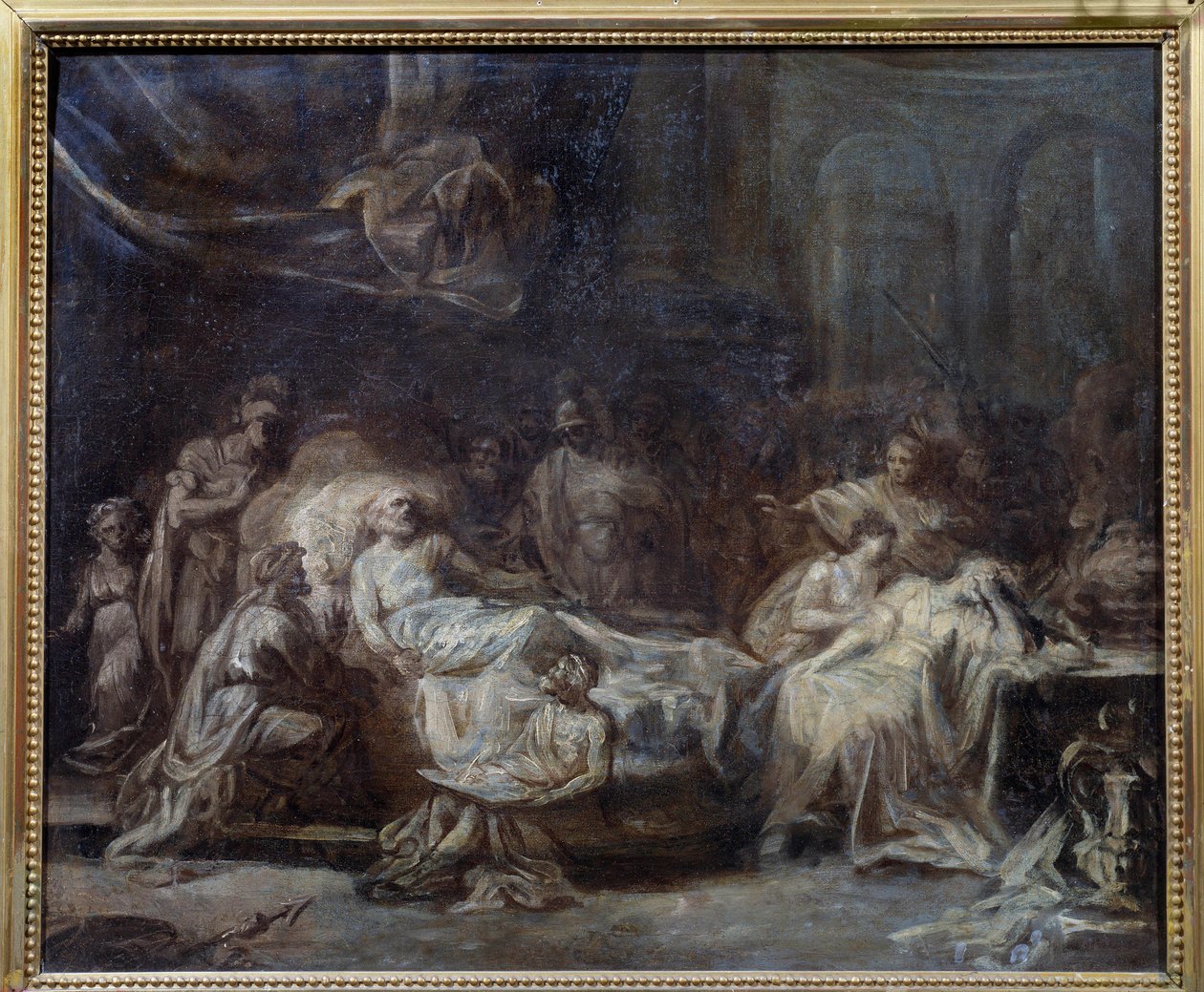 Testament Rodzina zjednoczyła się wokół starca, który w agonii dyktował jego testament. Rysunek przygotowawczy Jeana Baptiste Fragonarda (1732-1806) XVIII-wieczne Reims, Musee des Beaux Arts autorstwa Jean Honore Fragonard