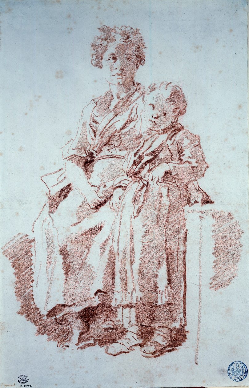 Młoda dziewczyna i jej mała siostra Sanguine autorstwa Jean Honore Fragonard (1732-1806) 1774 Besancon, Musee des Beaux Arts autorstwa Jean Honore Fragonard