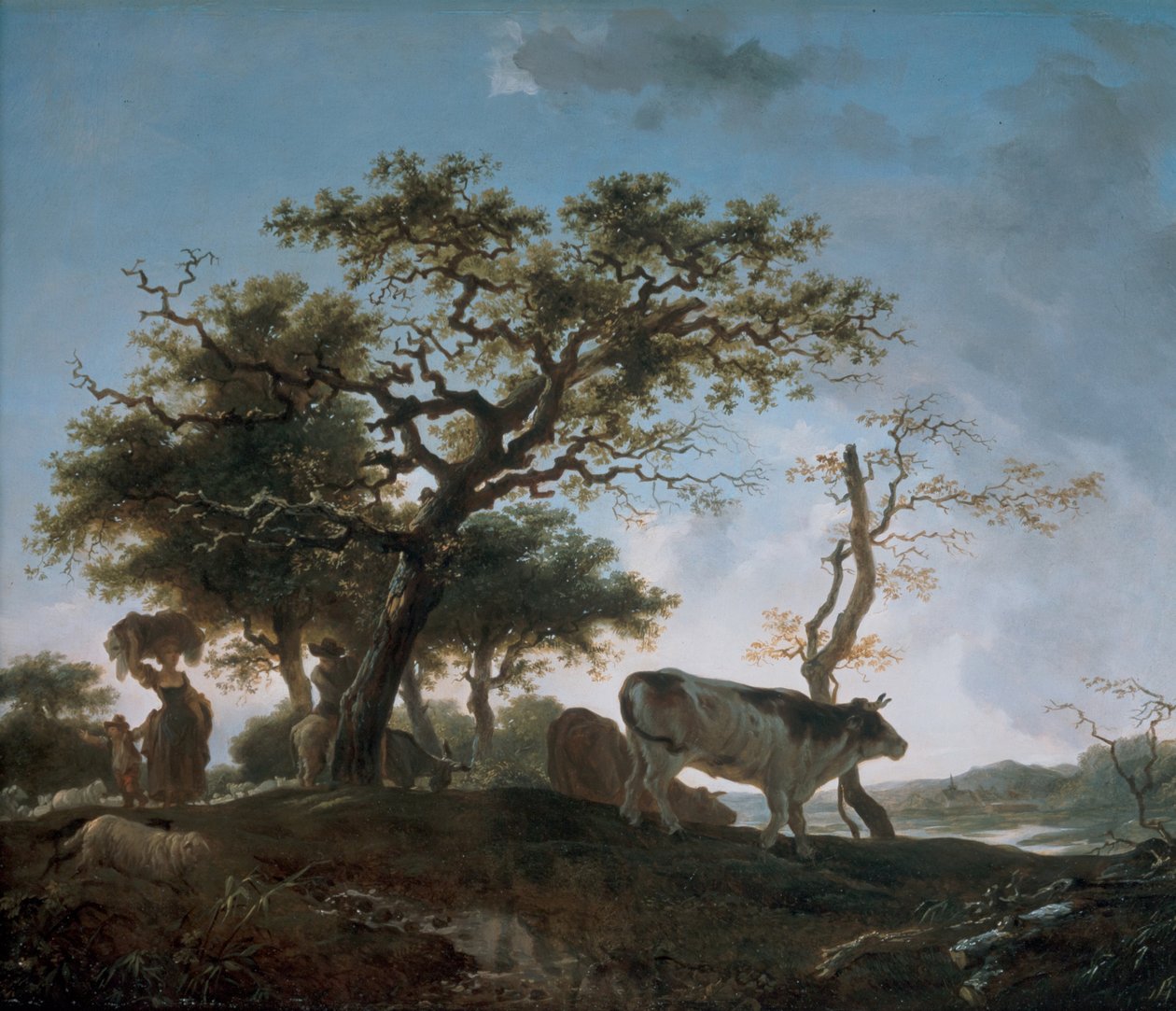 Młoda kobieta i pasterz prowadzący swoje stada autorstwa Jean Honore Fragonard