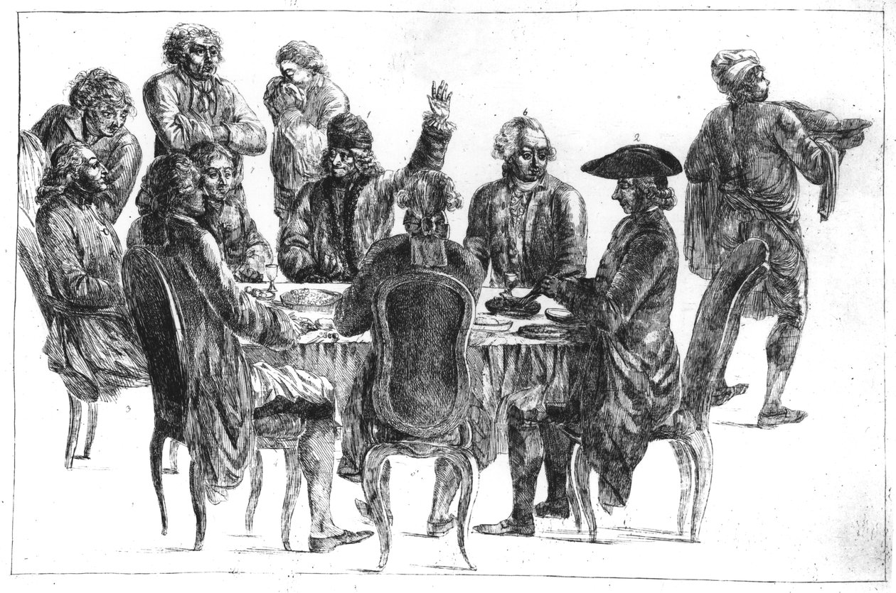 Filozofowie na Wieczerzy, c.1775 autorstwa Jean Huber