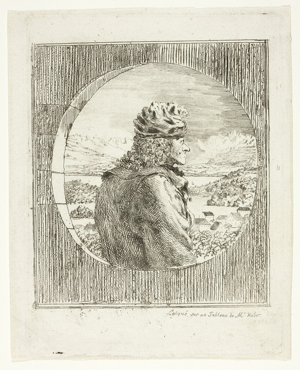 Voltaire widziany z profilu autorstwa Jean Huber