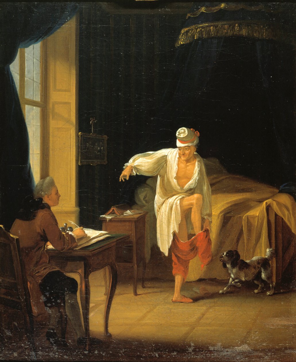 Voltaire wstaje w Ferney, ok. 1772 r. autorstwa Jean Huber