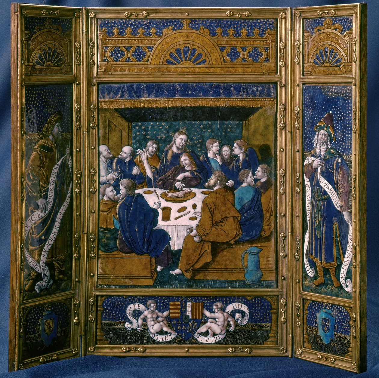 Ostatnia Wieczerza, Tryptyk, emalia Limoge, ok. 1545 (emalia cloisonne) autorstwa Jean I Pénicaud